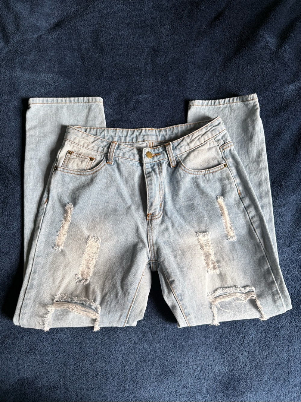 SHEIN Light Blue Ripped Skinny Men’s Jeans